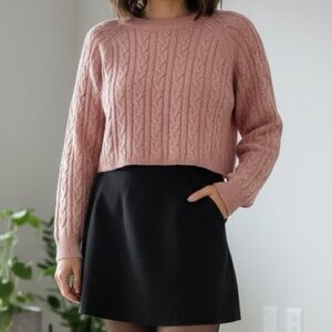 Light Pink Cropped Sweater Medium / Large | Boutique Soft Knit Pullover | NWOT